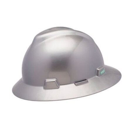 Msa Safety Hat, V-Gd, With1-Touch Susp., Silver 10058333